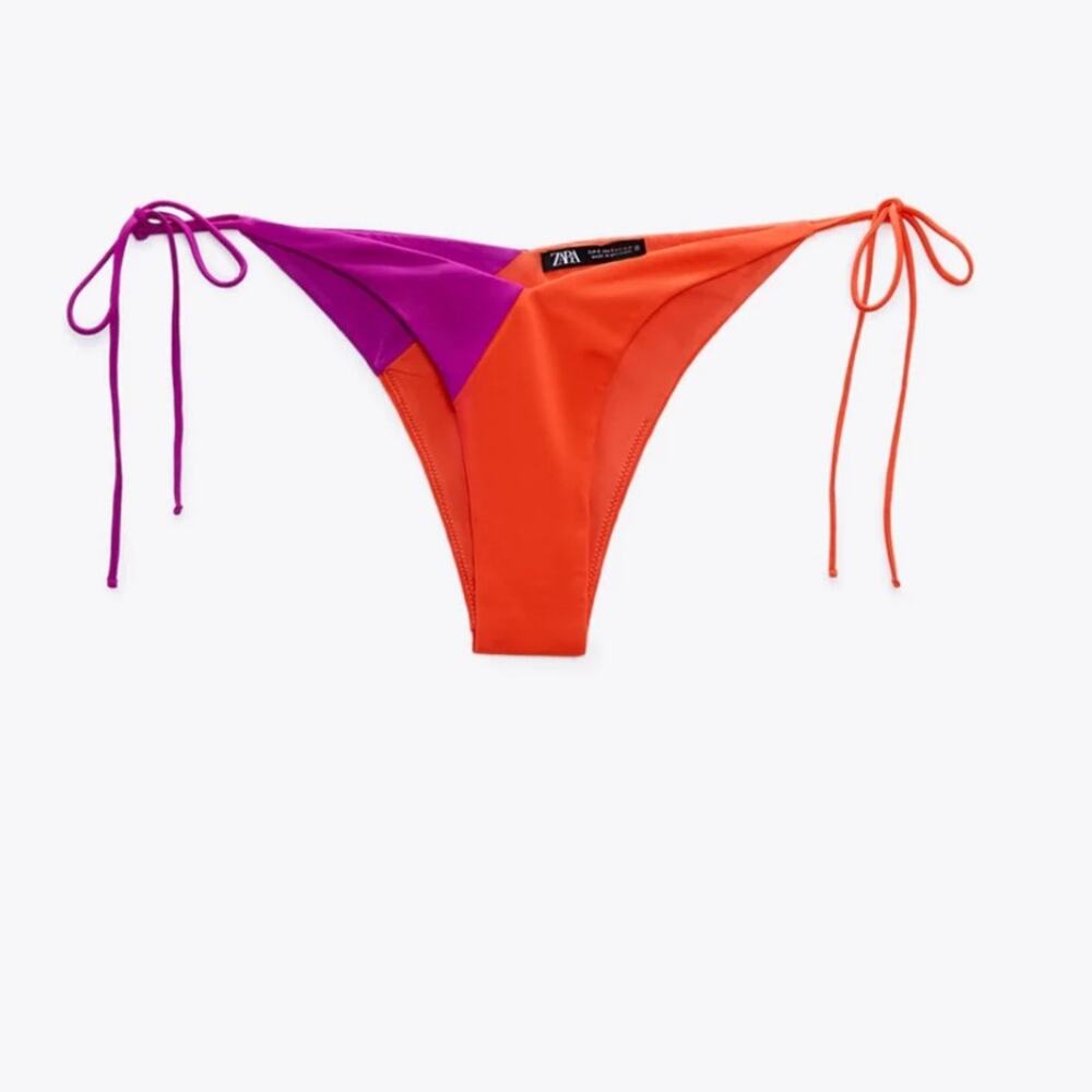 Zara Brand Orange & Purple Colorblock Bikini Bottom NWOT Size XL